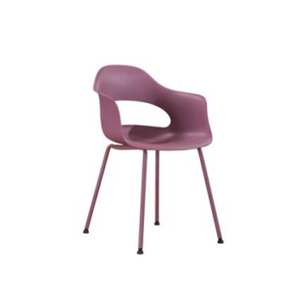 Pink modern chair with plastic seat and metal legs