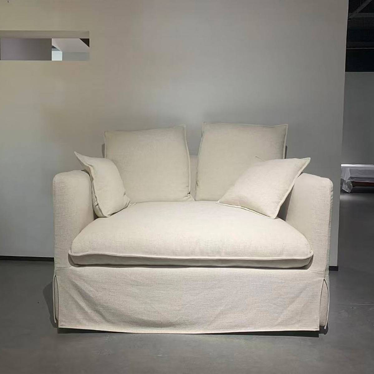 Front view of a smaller two-seater version of the Selu sofa