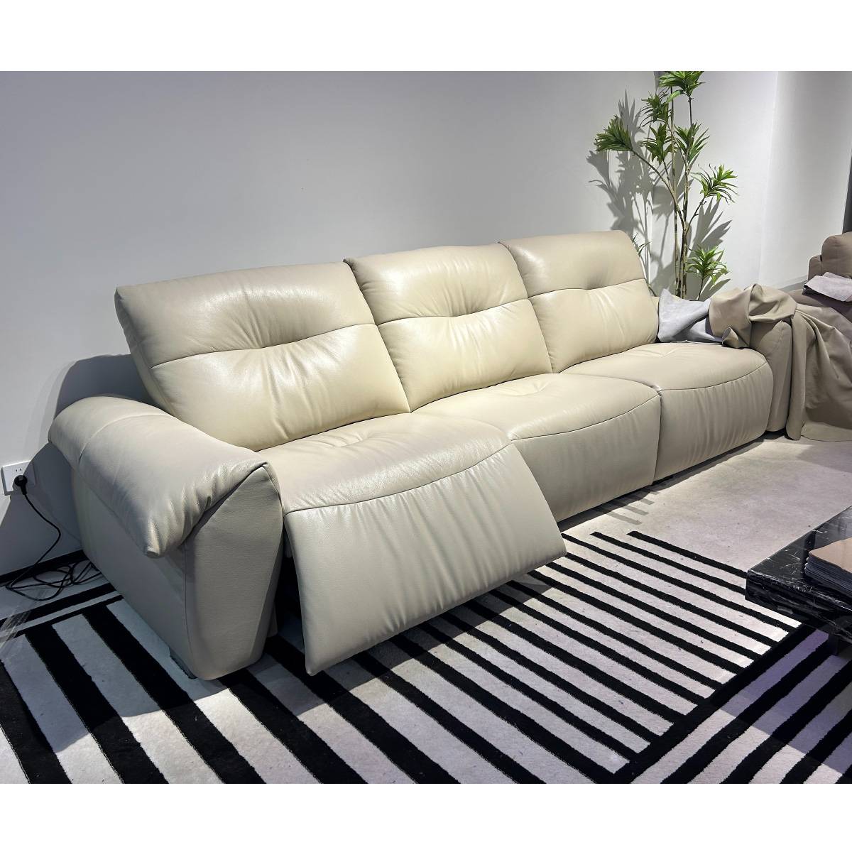 Swan Genuine Leather Recliner Sofa (Single Electric Recliner) (B24-Swan)