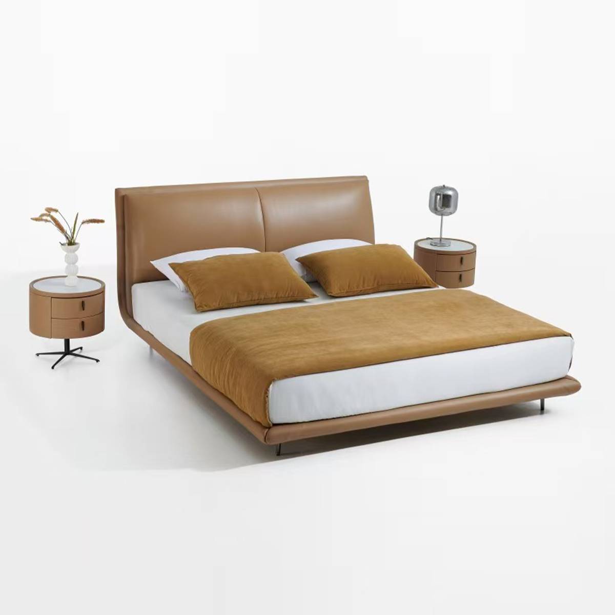 Semi-Aniline Leather Upholstered Bed (B17-2526)