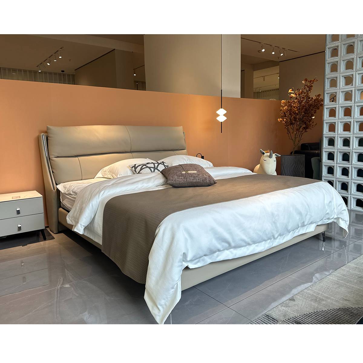 Genuine Leather Soft Bed (RC-2208)