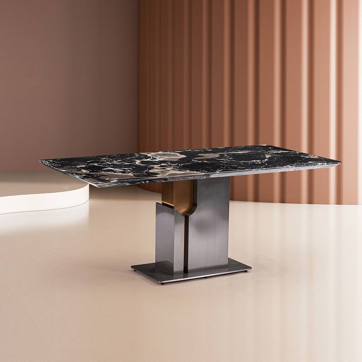 Black Rose Natural Stone Luxury Dining Table (B63-B2336)
