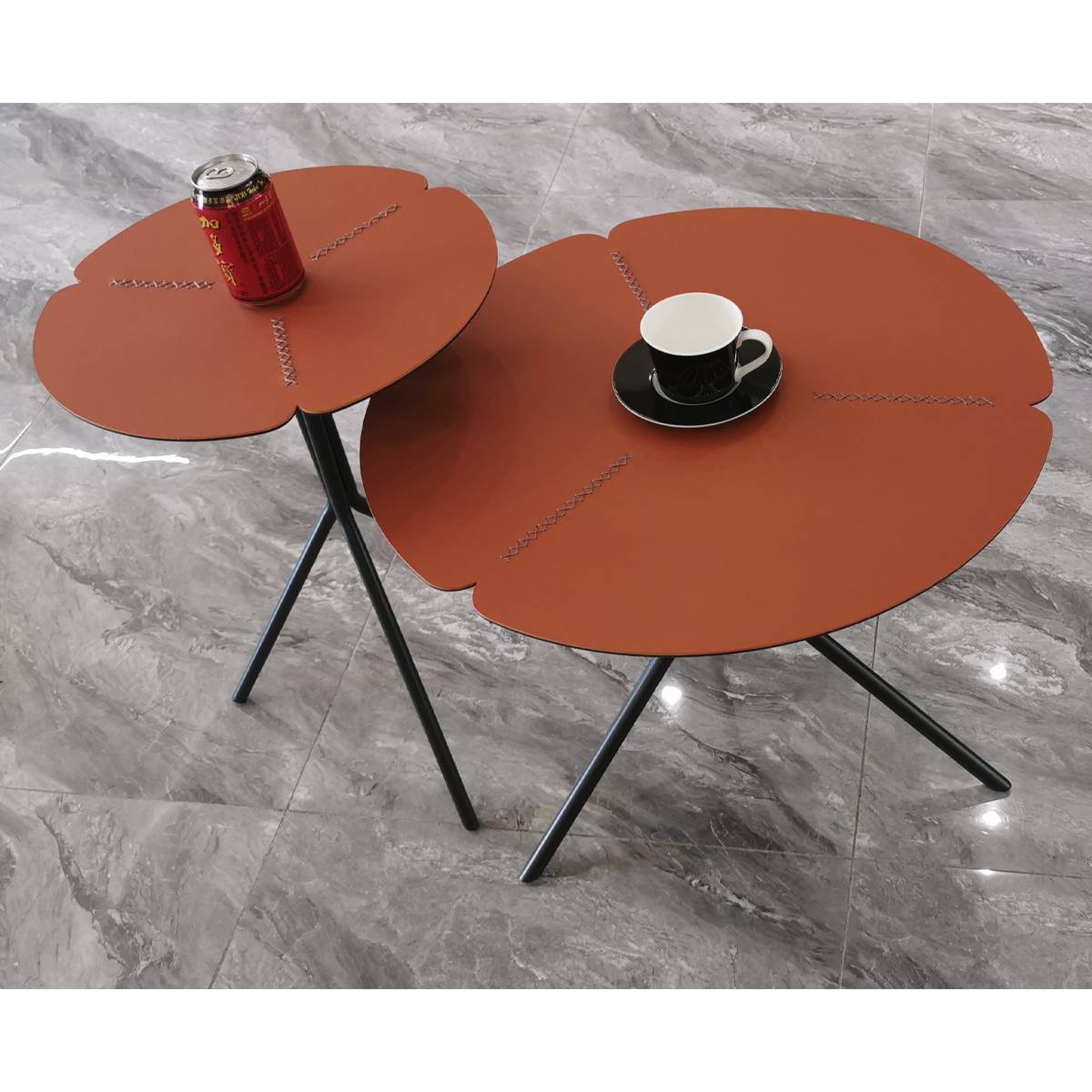 Saddle Leather Coffee Table Set (B45-619 Nesting Tables)