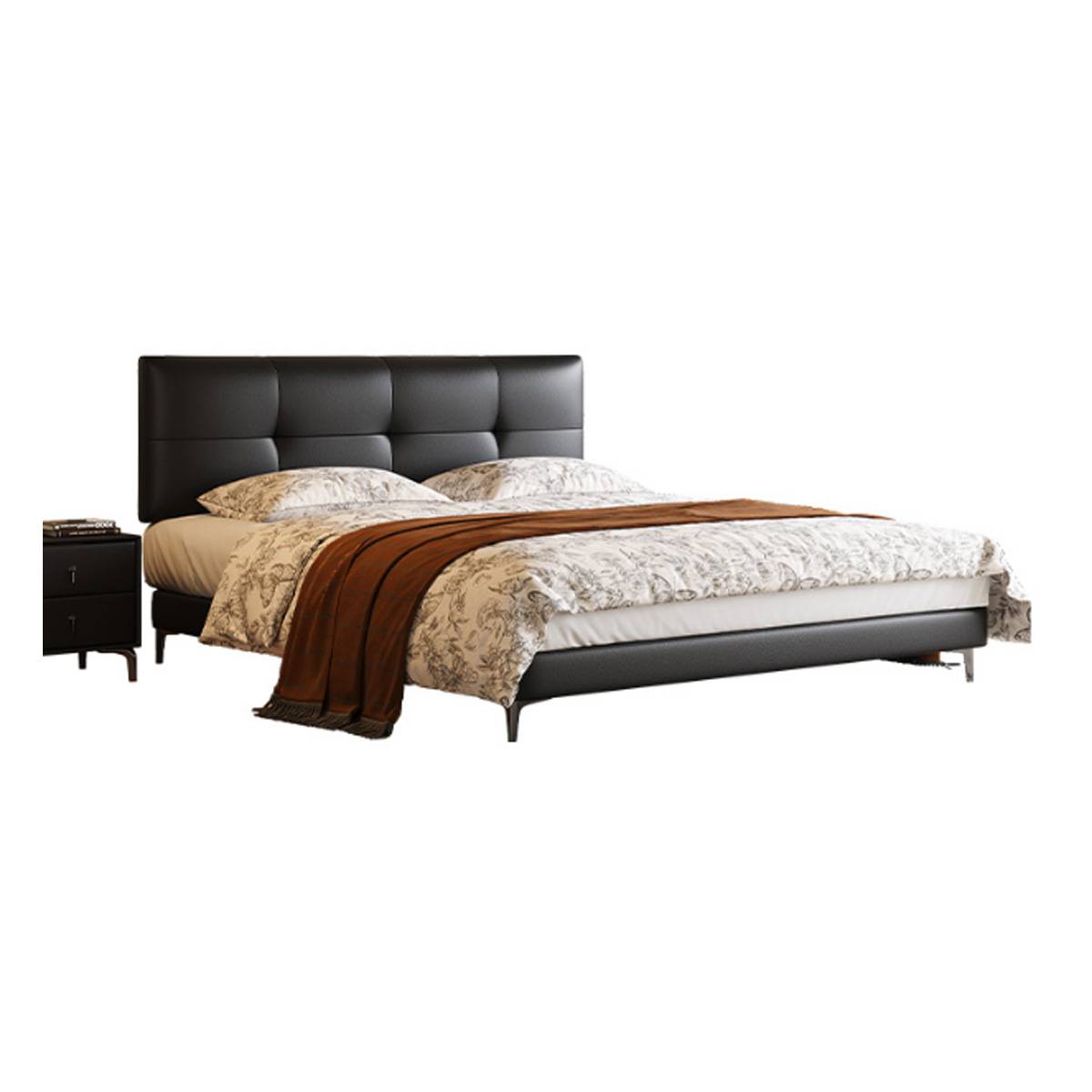 Compact Eco-Leather Upholstered Bed (A72-8098)