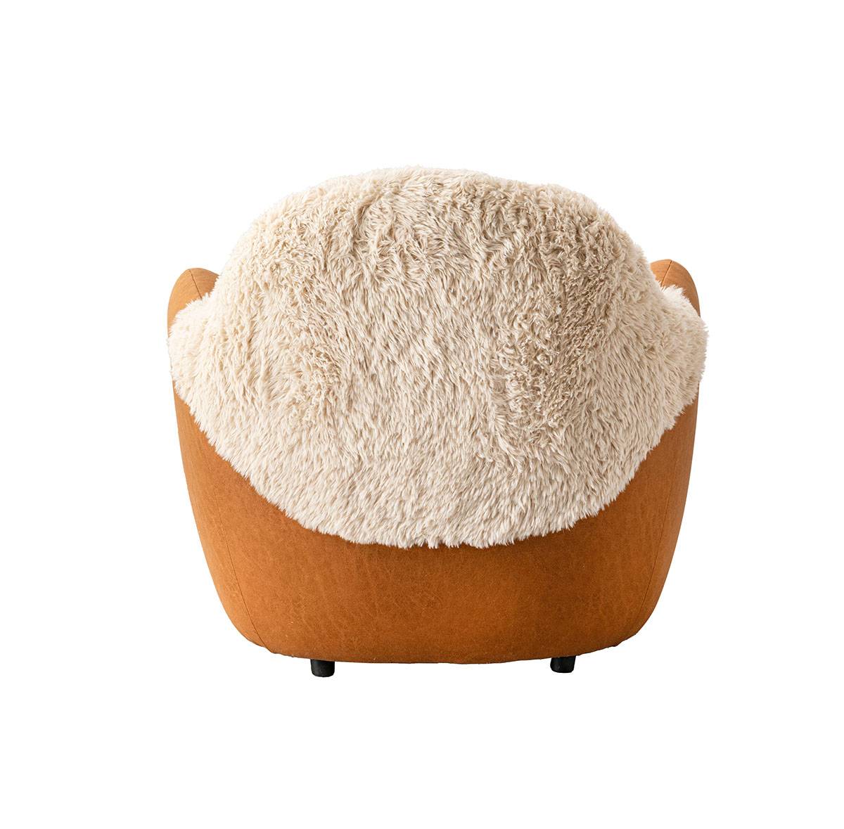 Rear view of the orange lounge chair showing the backrest