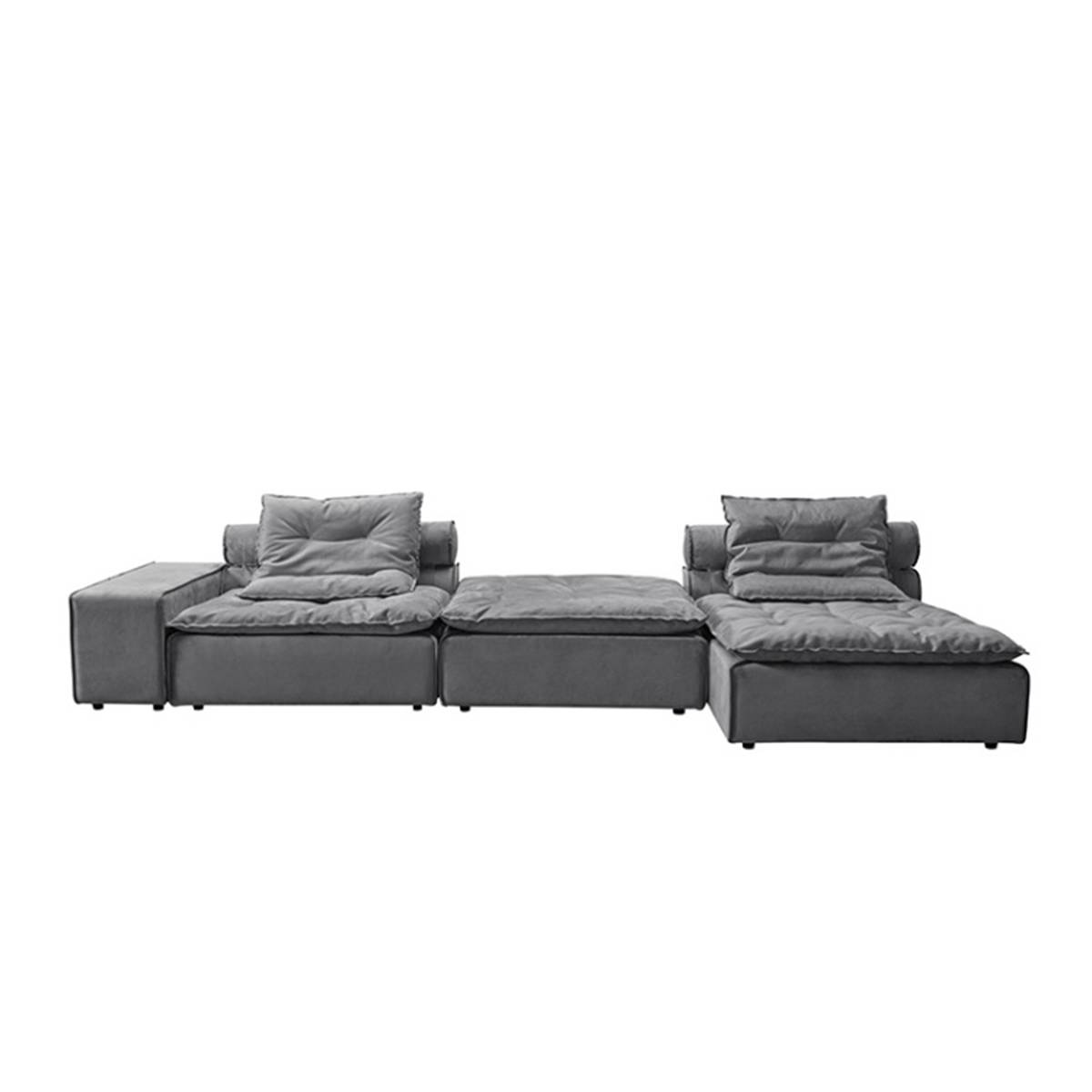 Grey modular corner sofa set arranged in a living room