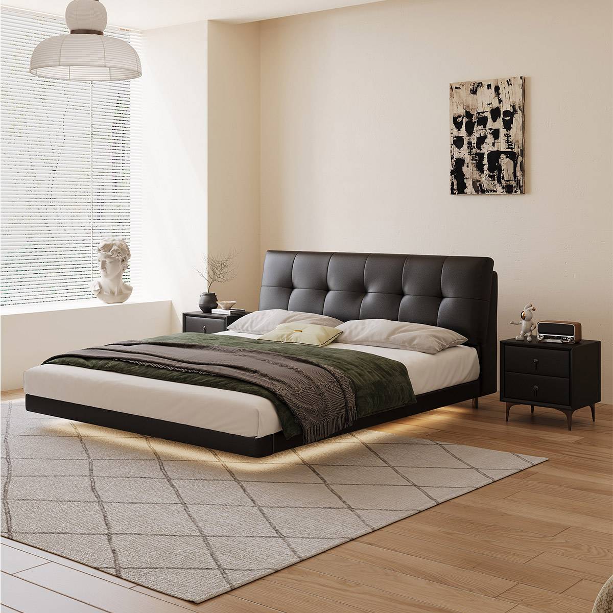 Eco-Leather Floating Bed (A72-688)