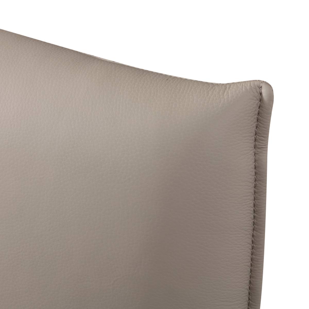 Close-up of the leather upholstery on the bed frame