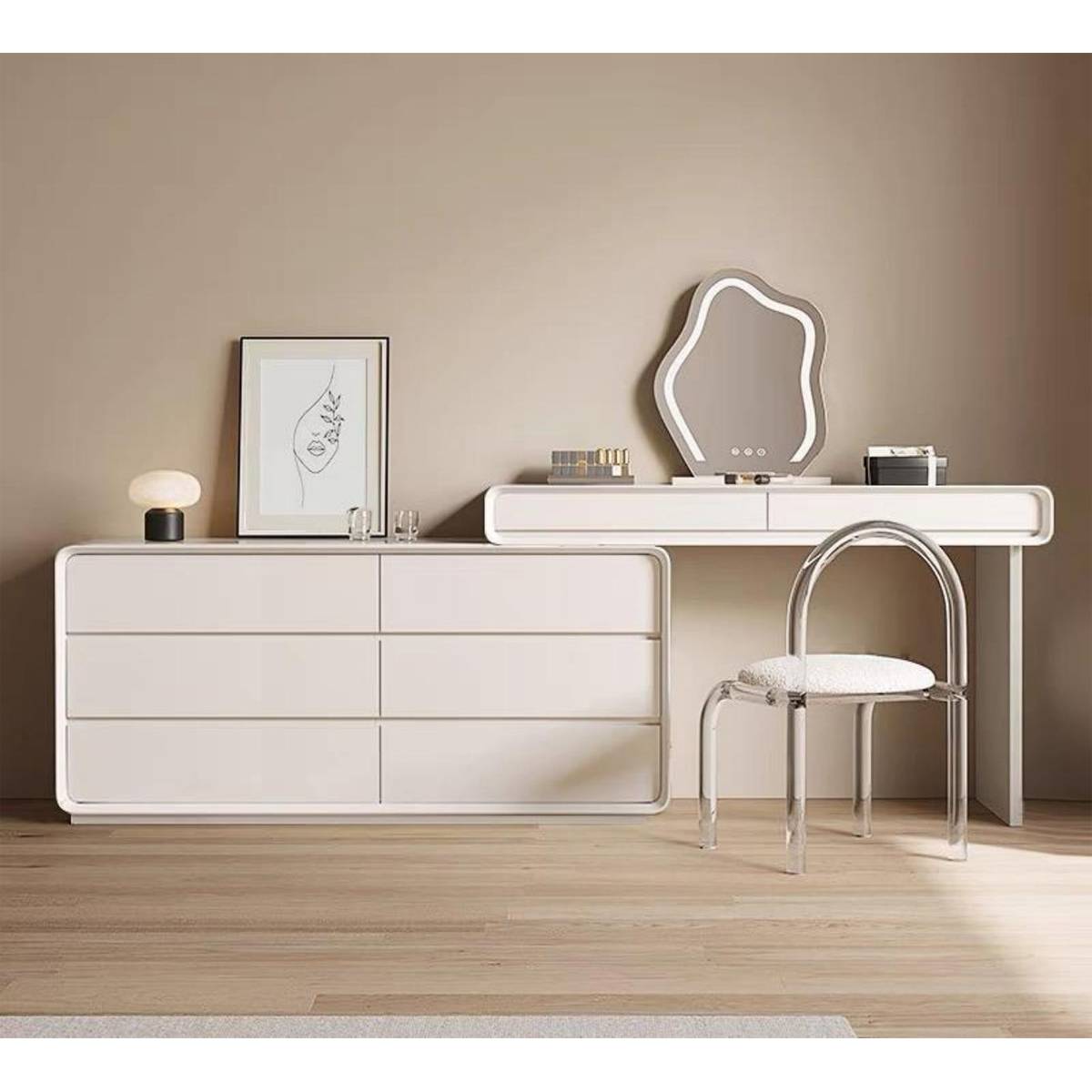 Vanity Set with Side Cabinet, Mirror and Stool (Z60-ZT03)
