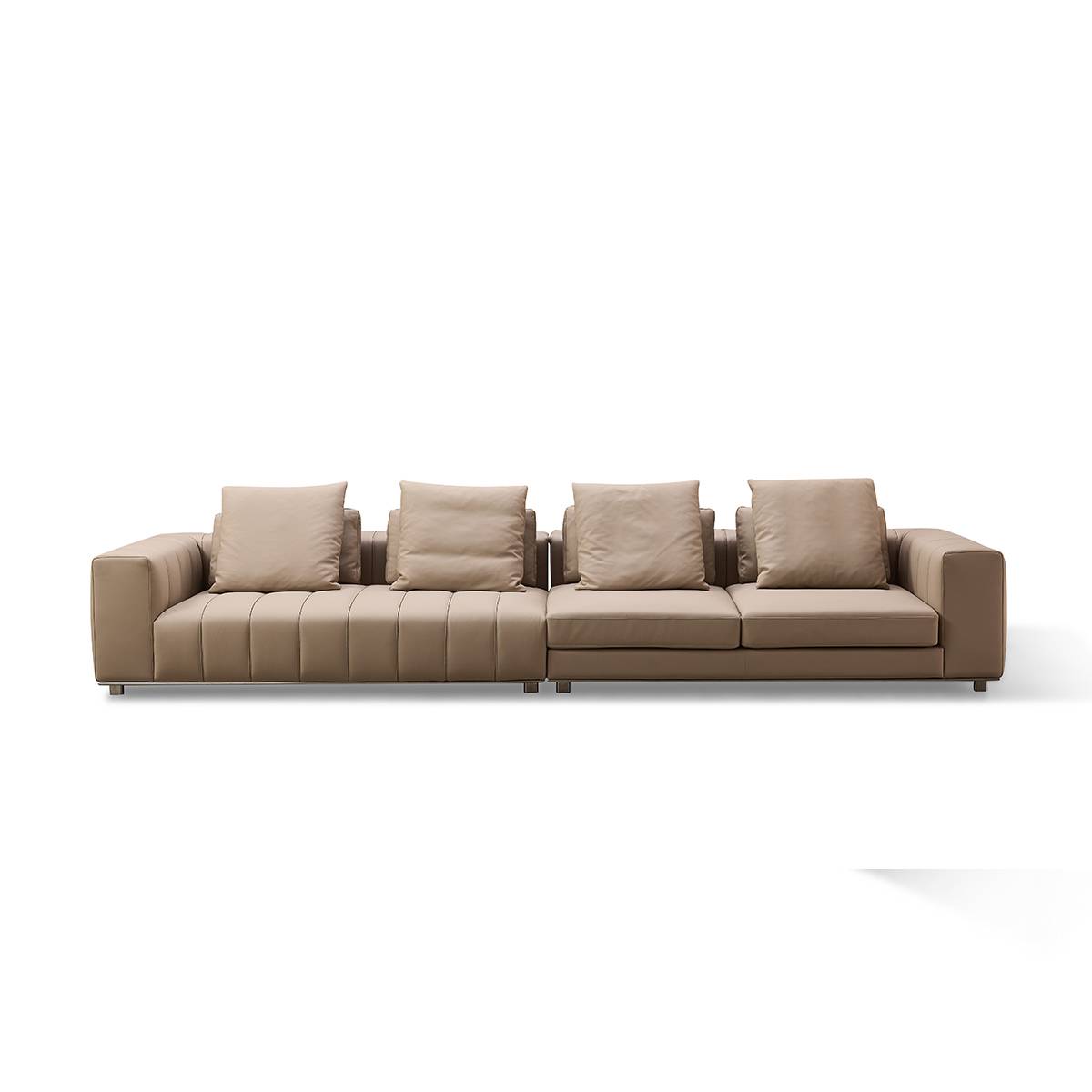 Front view of the sofa showing the split 4-seater layout