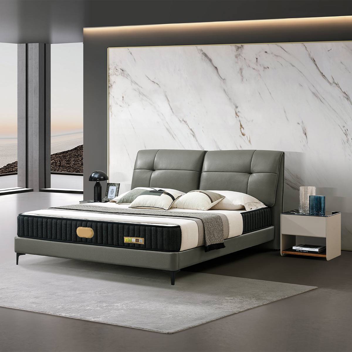 Genuine Leather Soft Bed (B04-8931)