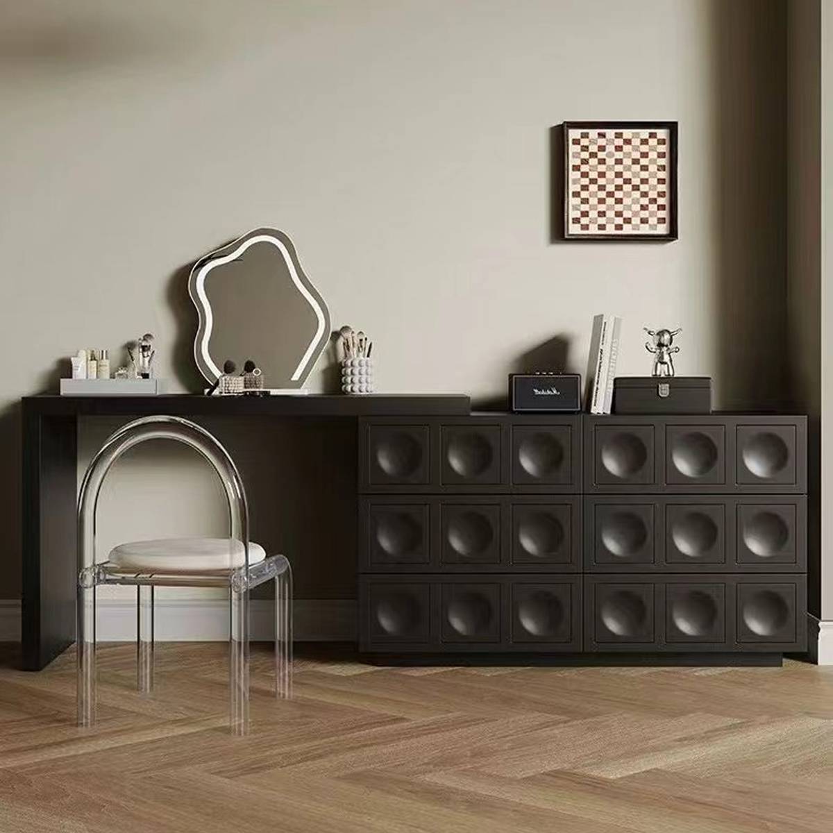 Vanity Set with Mirror and Stool (Z35-255)