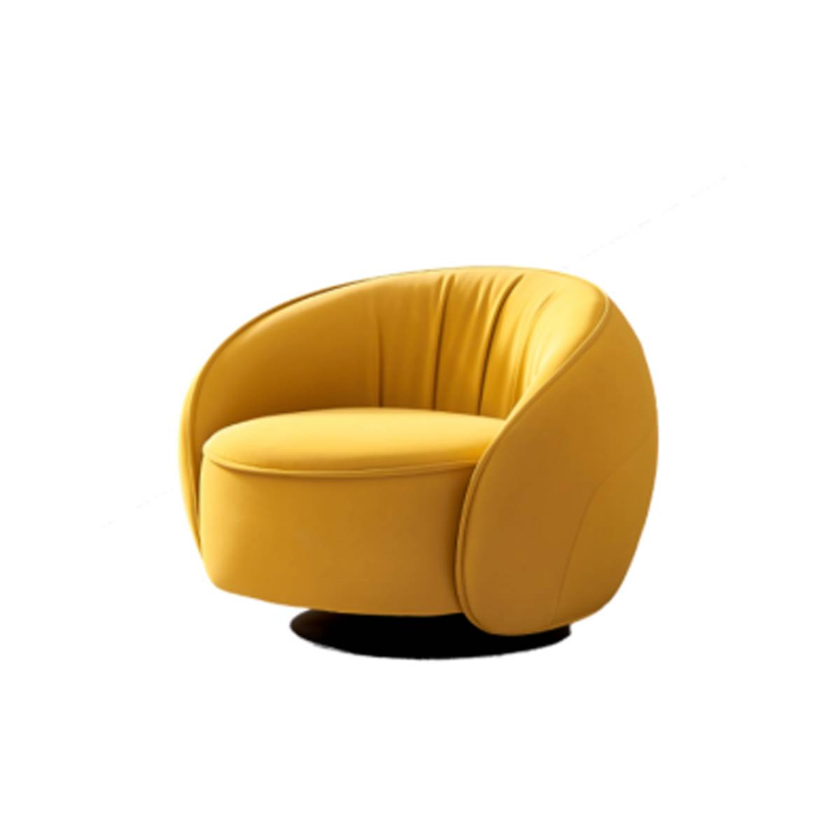 Yellow swivel lounge chair isolated on white background