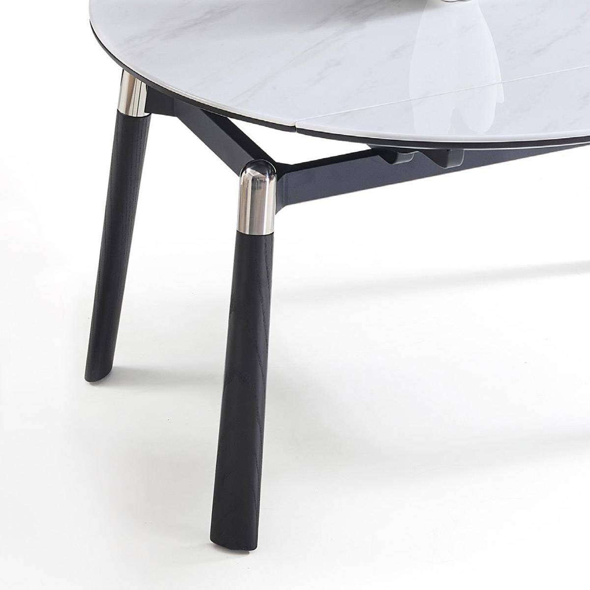 Close-up detail of the table leg and metal joint mechanism
