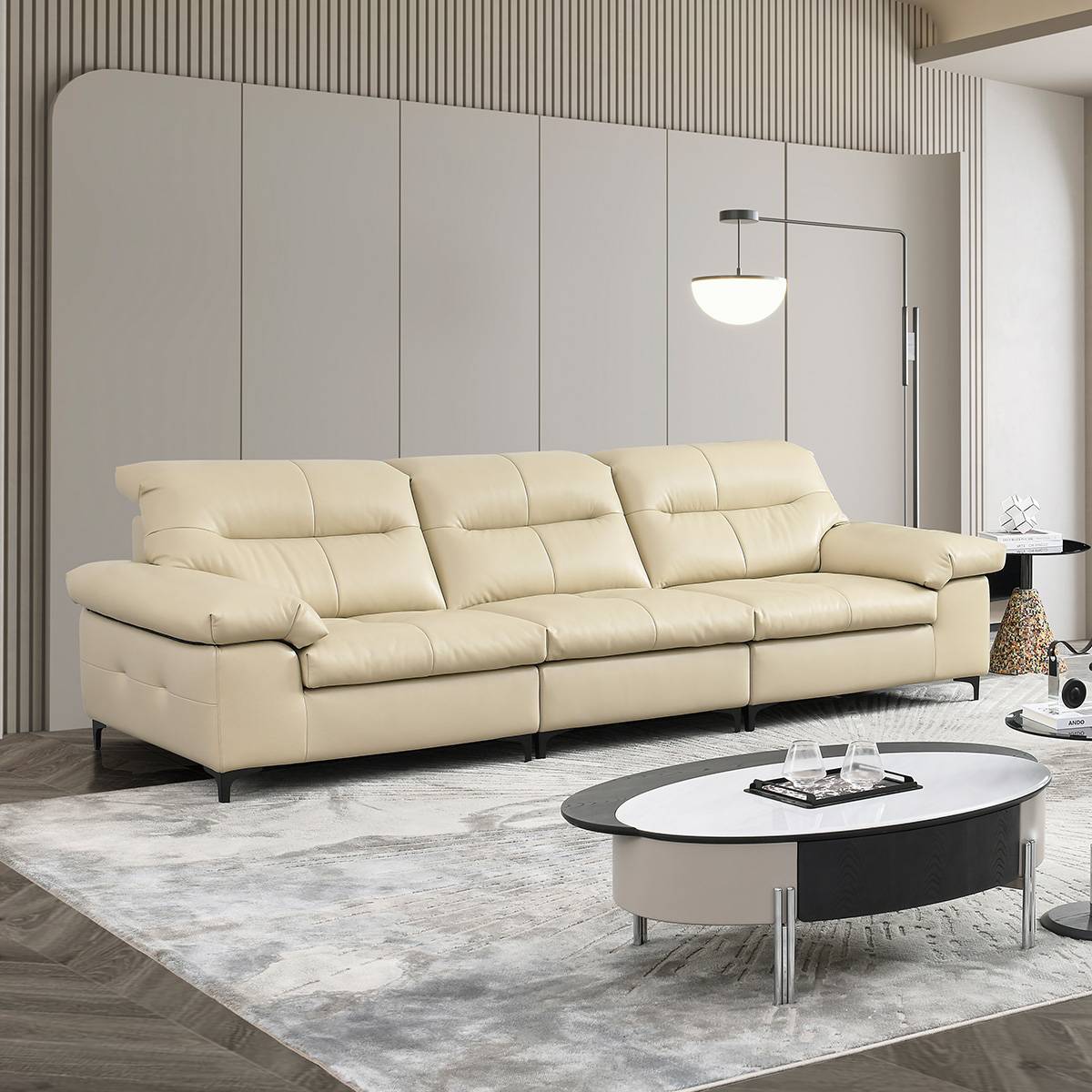 Genuine Leather Straight Sofa (B04-A9973)
