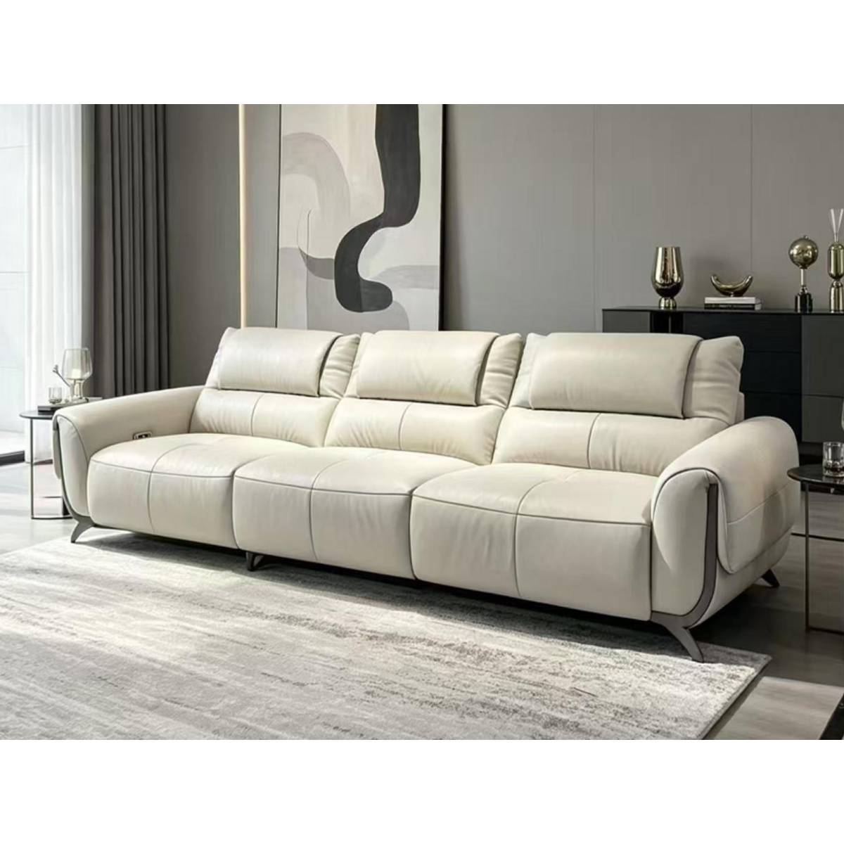 Genuine Leather Functional Straight Sofa (Z41-93057)