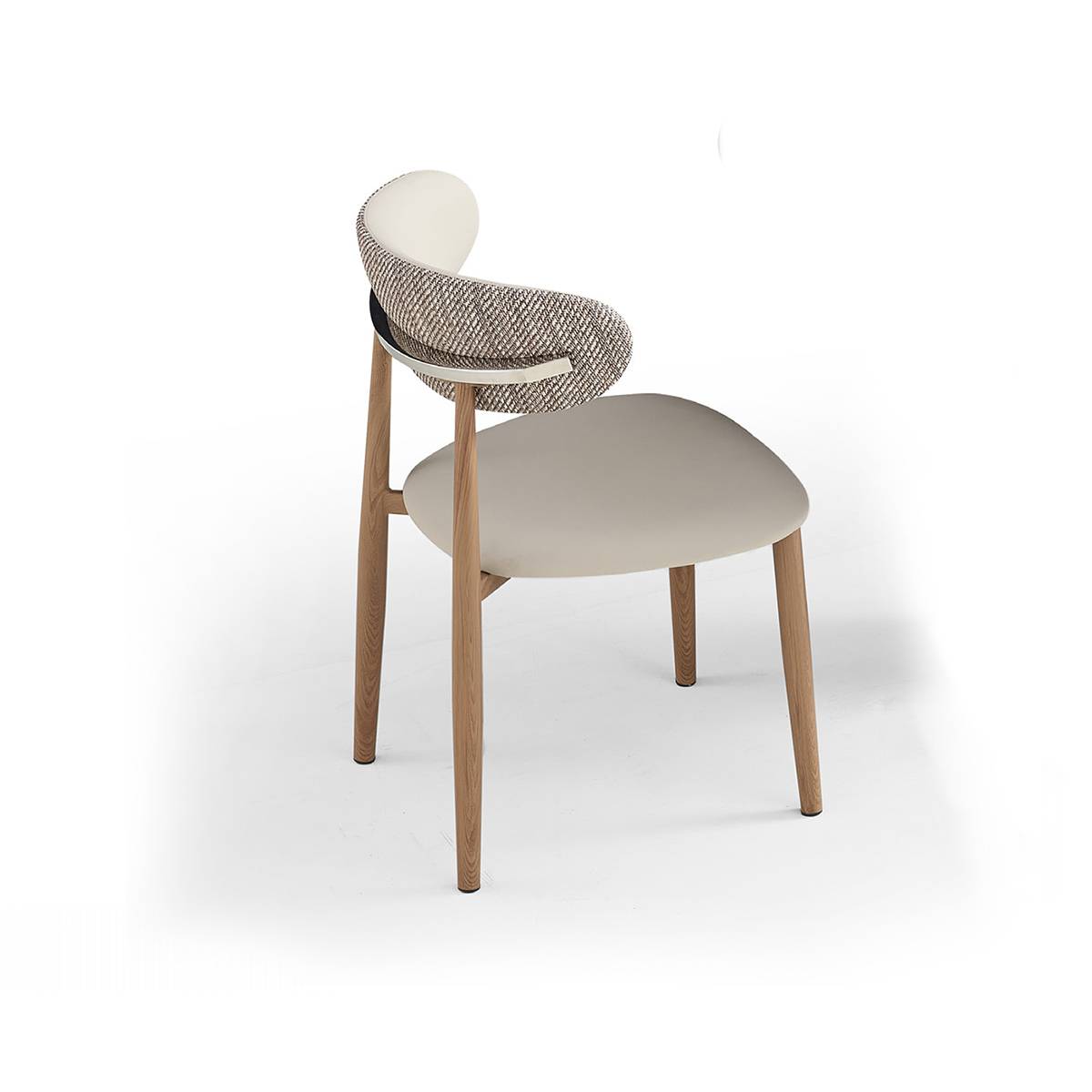 Rear view of beige grey dining chair
