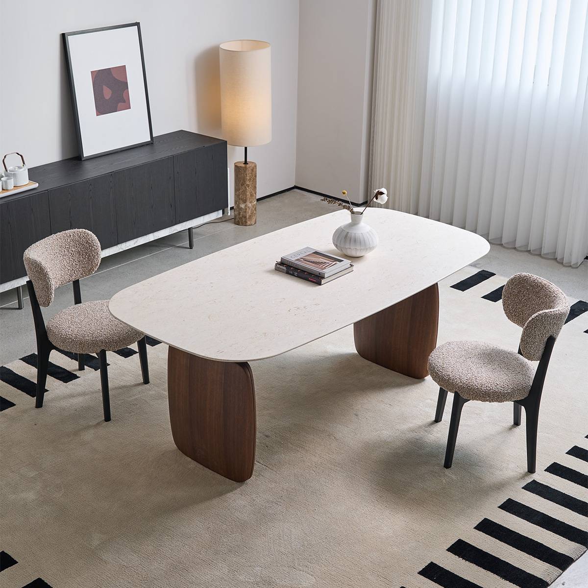 Jade Rabbit Beige Natural Stone Luxury Dining Table (B10-D807)