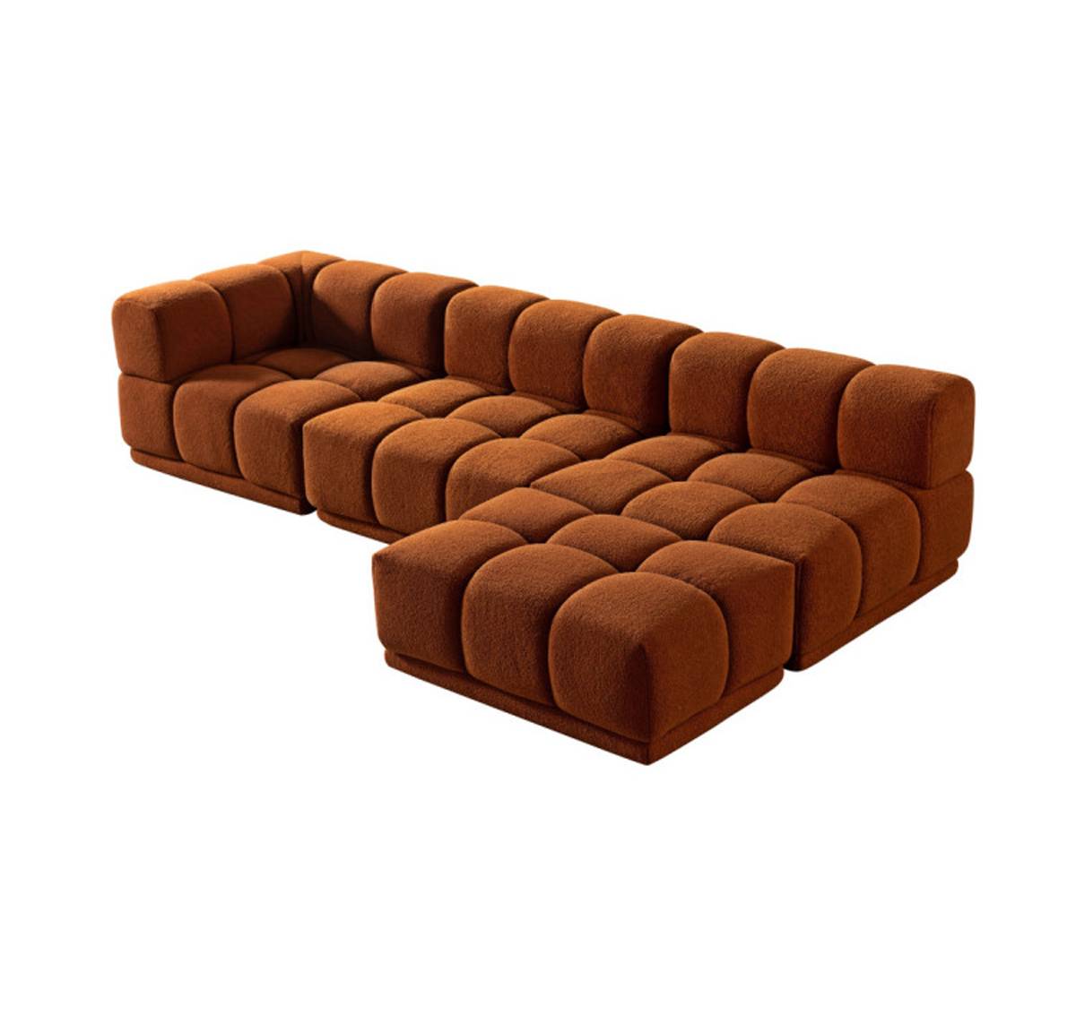 Brown modular sofa with tufted cushion design