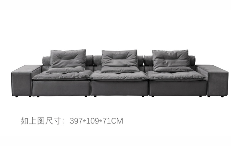 Grey straight three-seater modular sofa