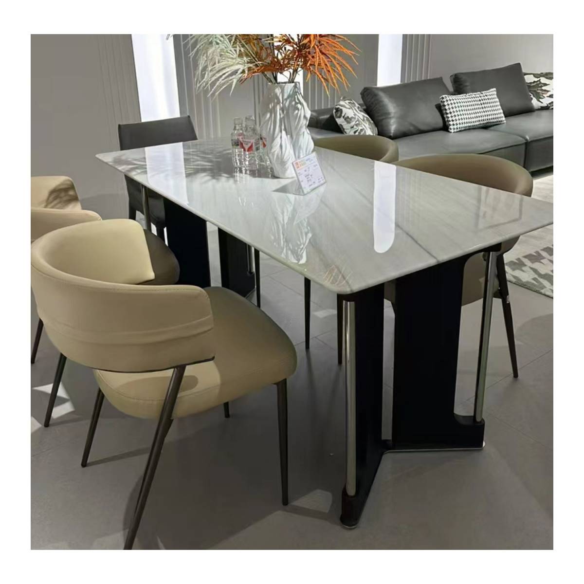 Cloud White Natural Stone Dining Table (B65-C682)