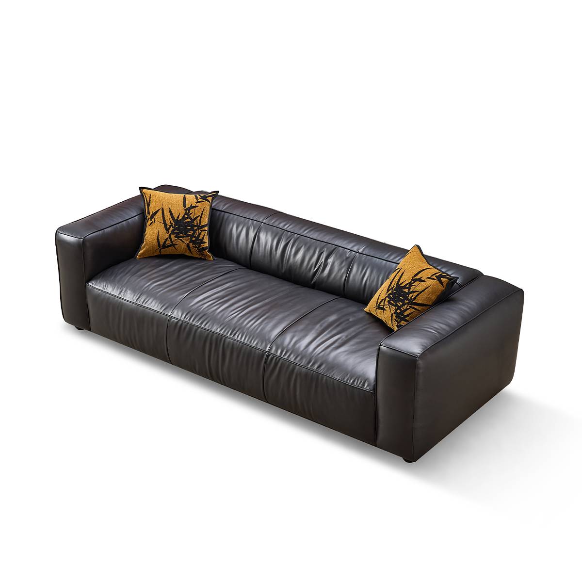 Full-Grain Oil Wax Leather 4-Seater Sofa (B12-3502)