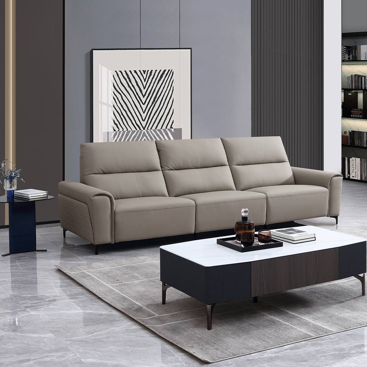 Straight Leather Sofa (B04-A9966)