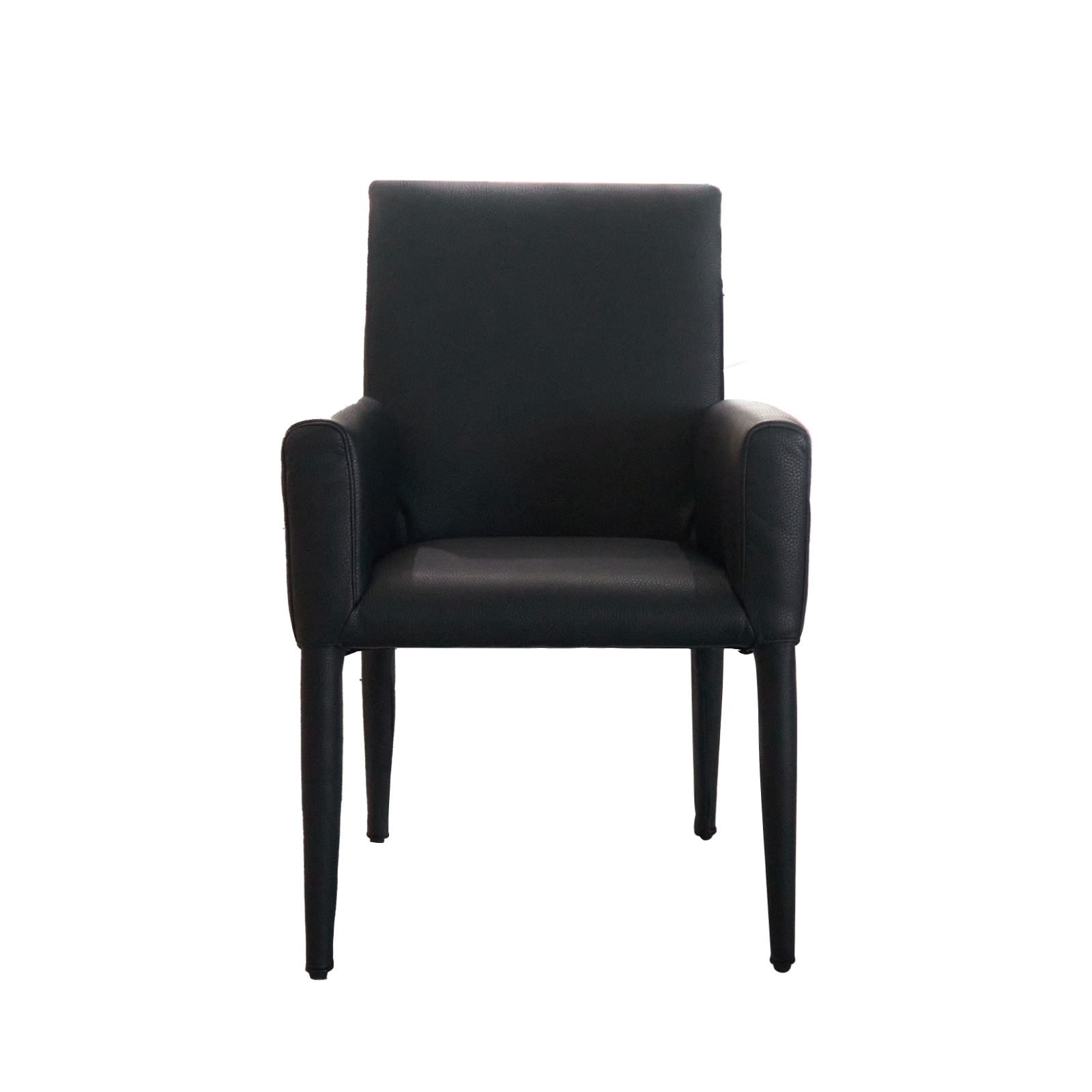Black faux leather dining chair with carbon steel legs