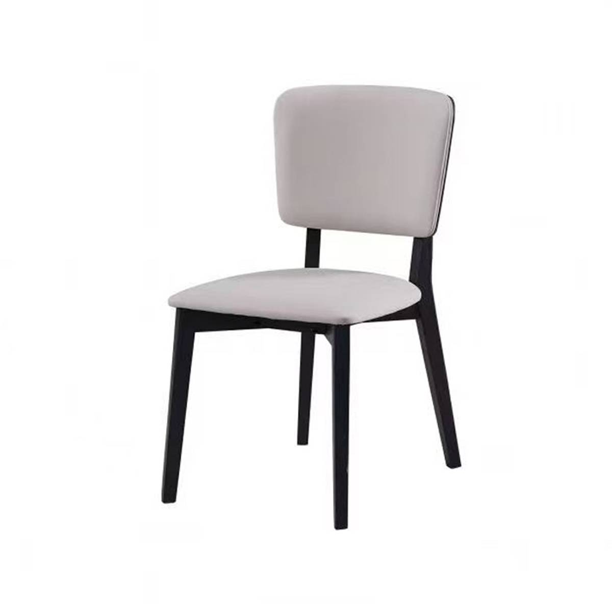 Beige dining chair with black wooden legs