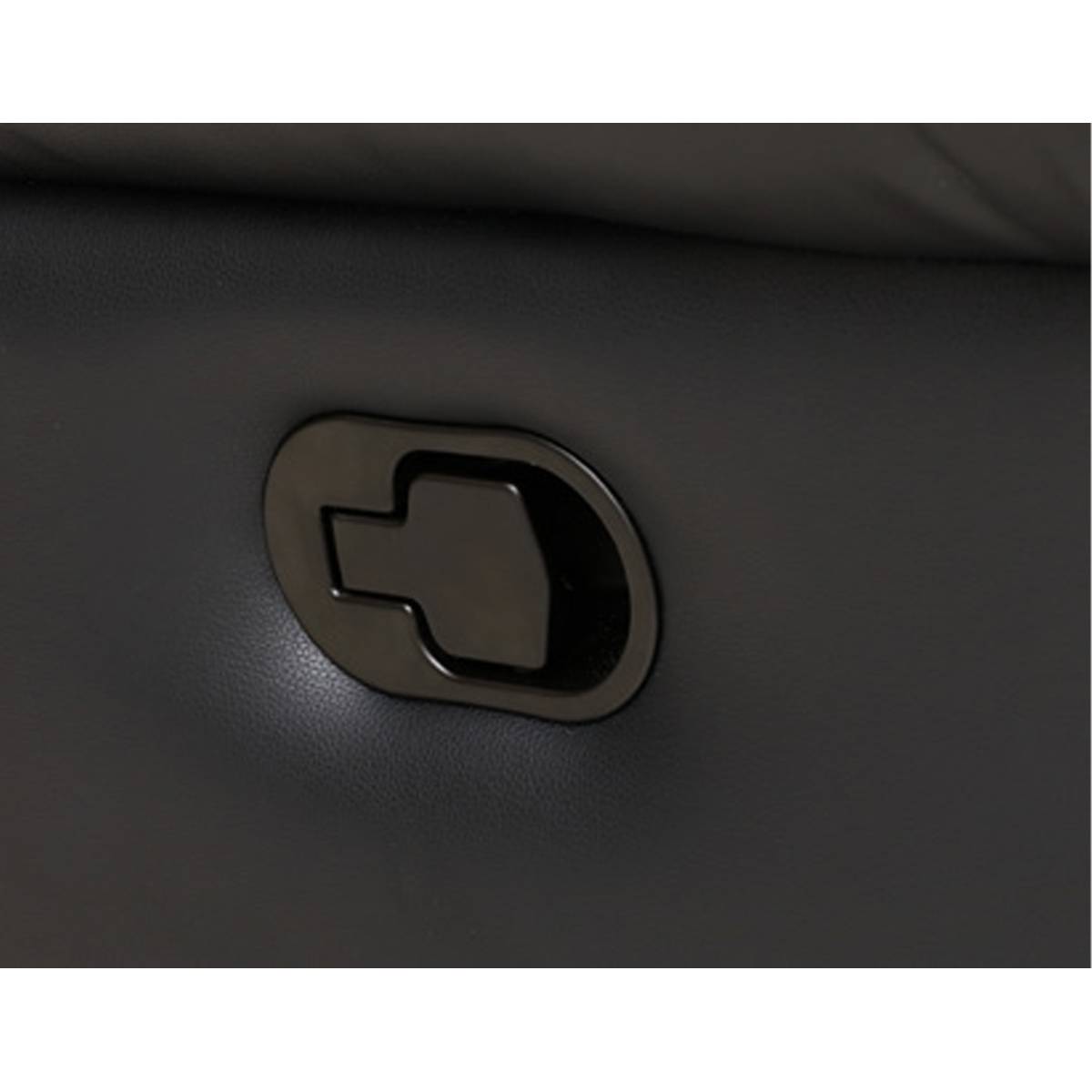 Close-up of the manual reclining lever on the side of the chair