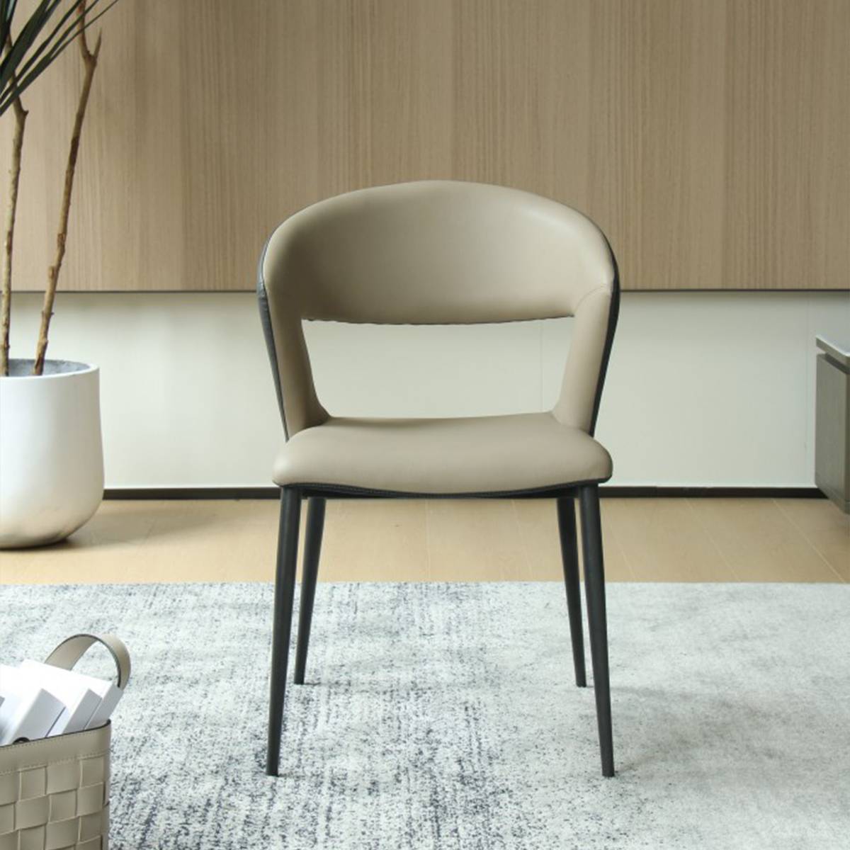Front view of khaki dining chair