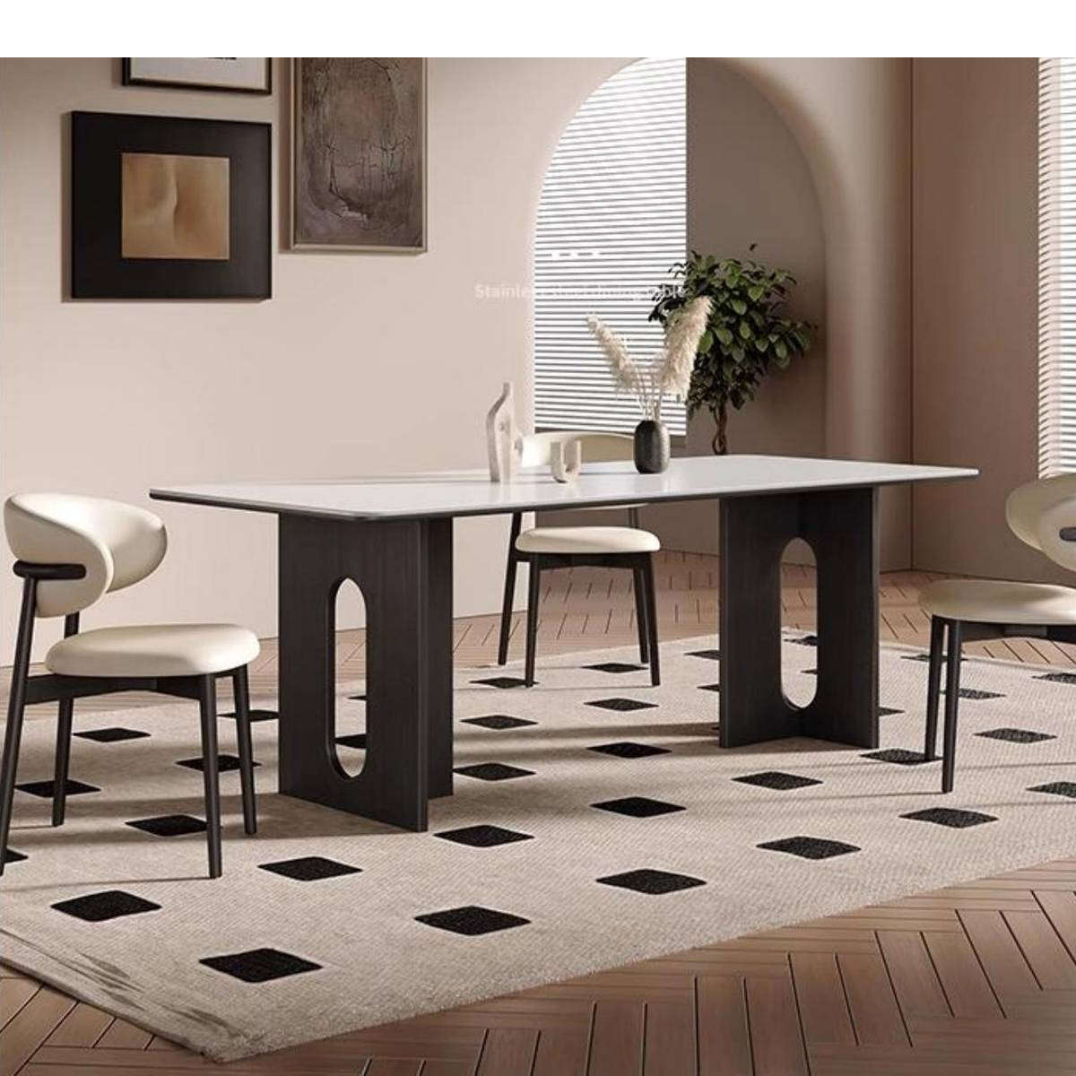 Sintered Stone Dining Table with Solid Wood Base (Z60-C112)