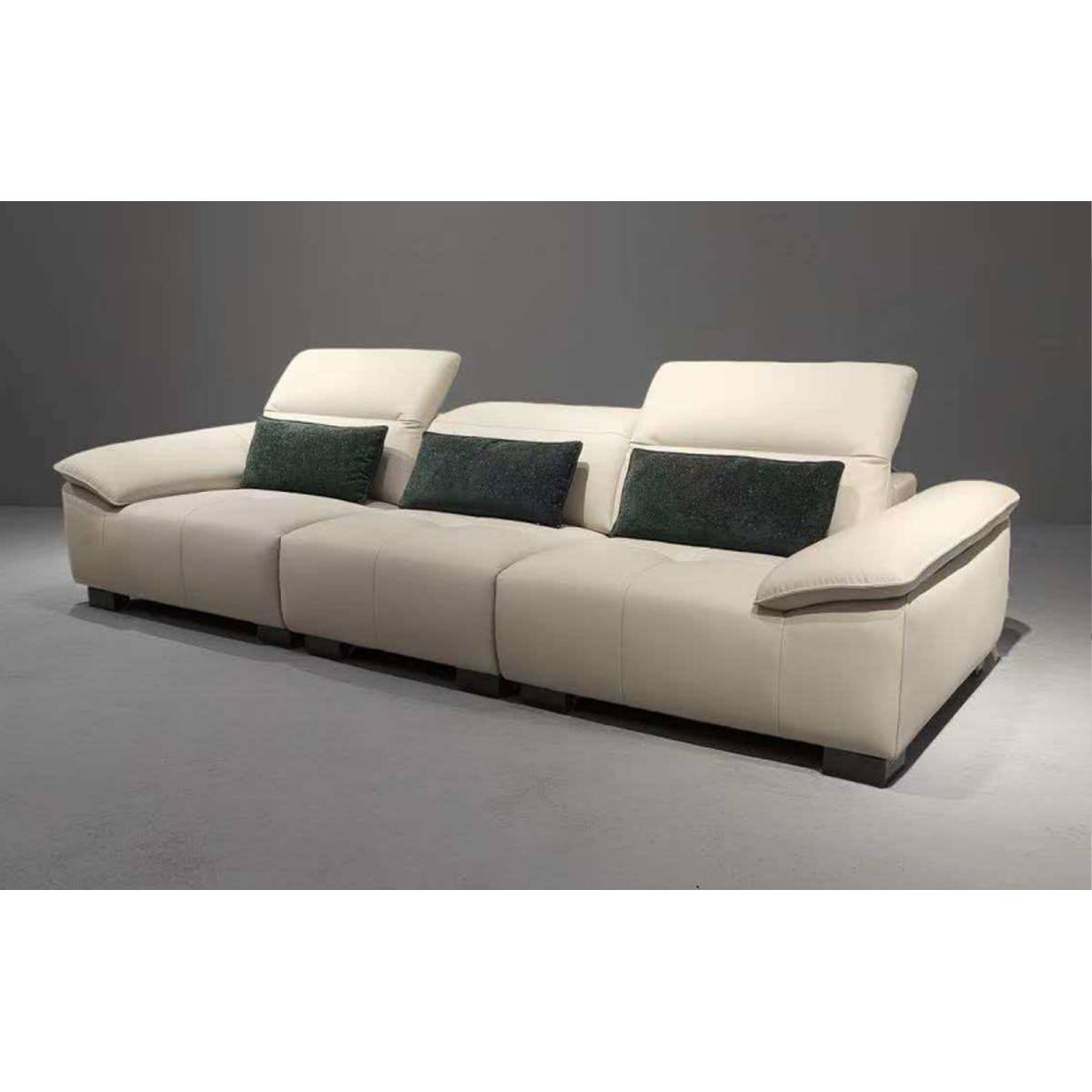 Adjustable Headrest Eco-Leather Straight Sofa (A01-2661)