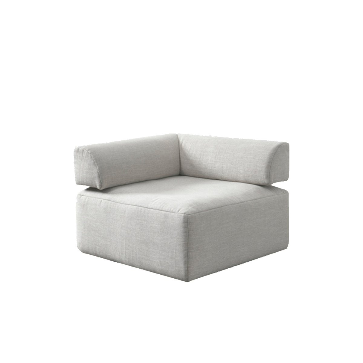 Corner section of the modular sofa showing the armrest and seat cushion