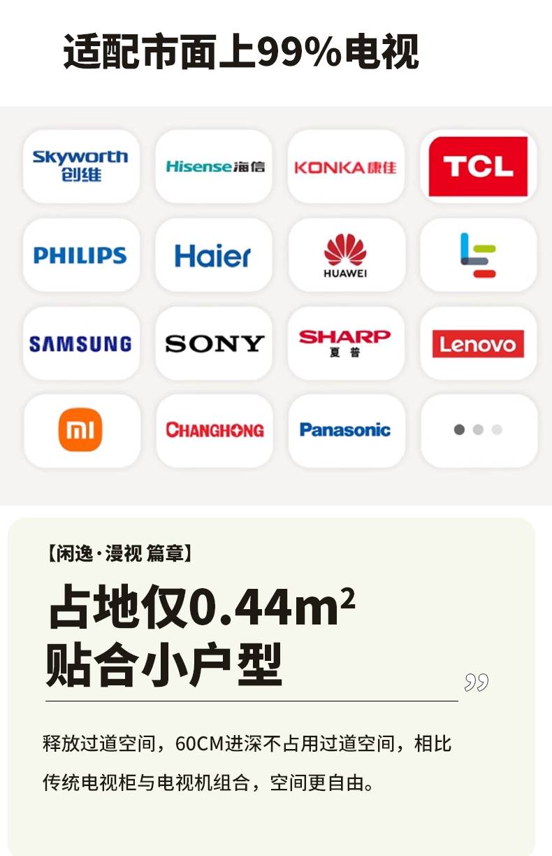 List of compatible TV brands including Skyworth, Hisense, Konka, TCL, Philips, Haier, Huawei, Samsung, Sony, Sharp, Lenovo, Xiaomi, Changhong, and Panasonic.