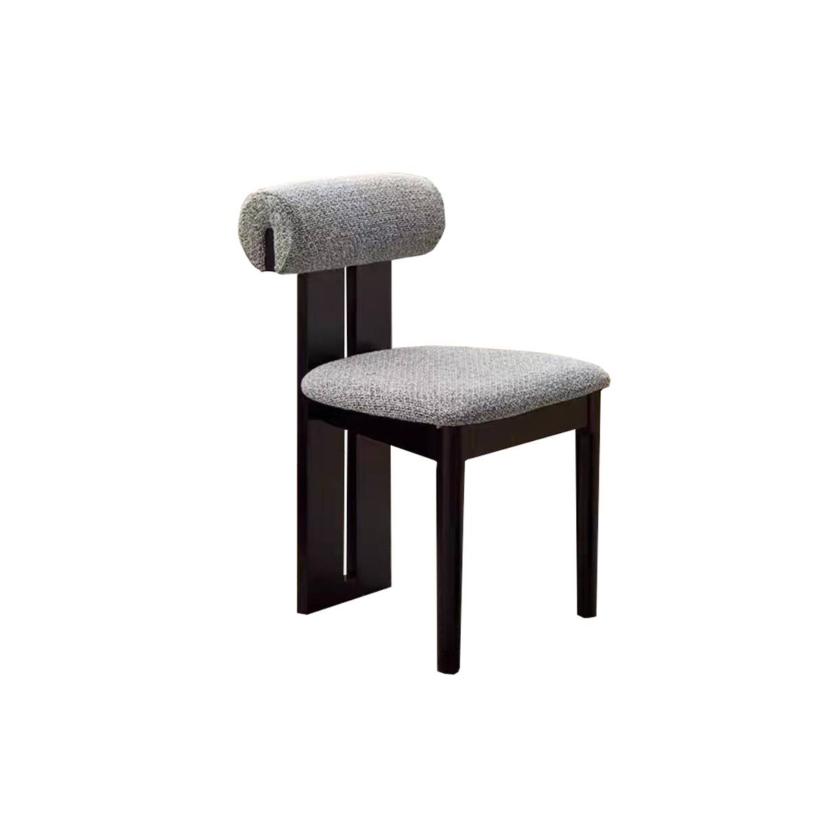 Dark grey velvet dining chair with black solid wood frame