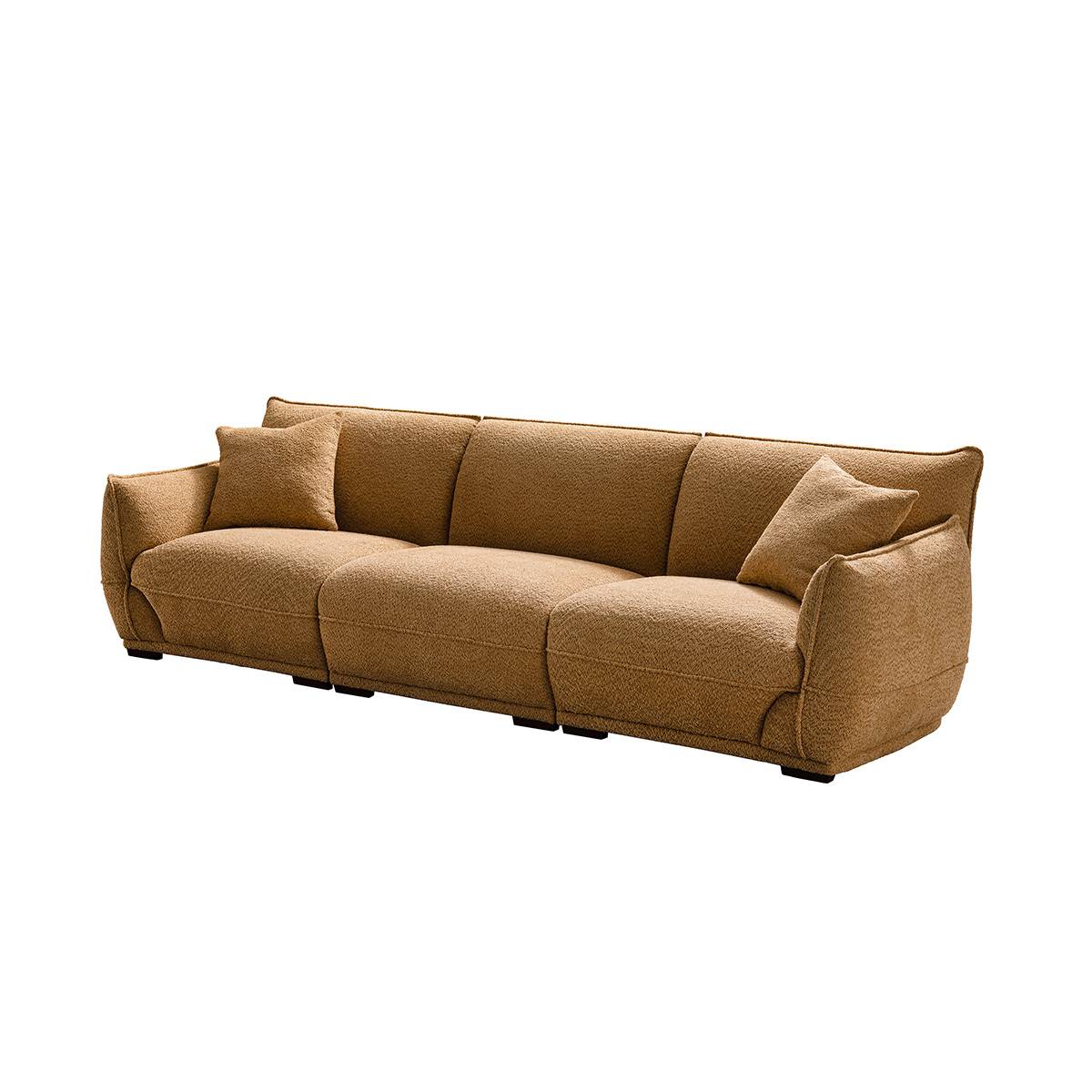 Brown fabric sofa angled view