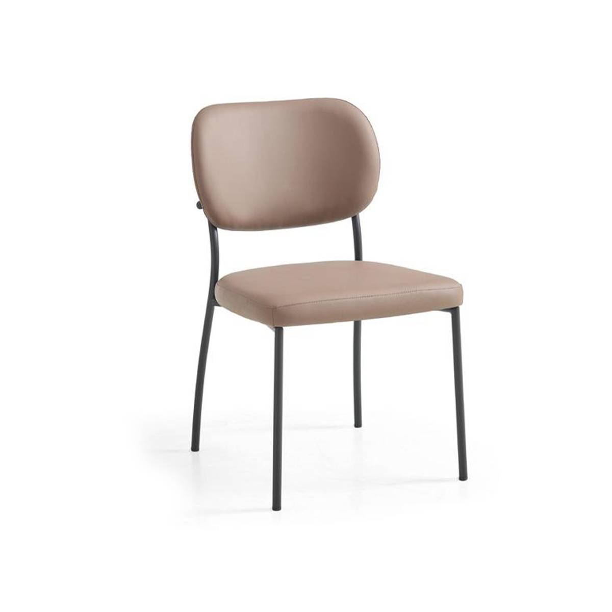 Coffee brown modern dining chair with metal legs