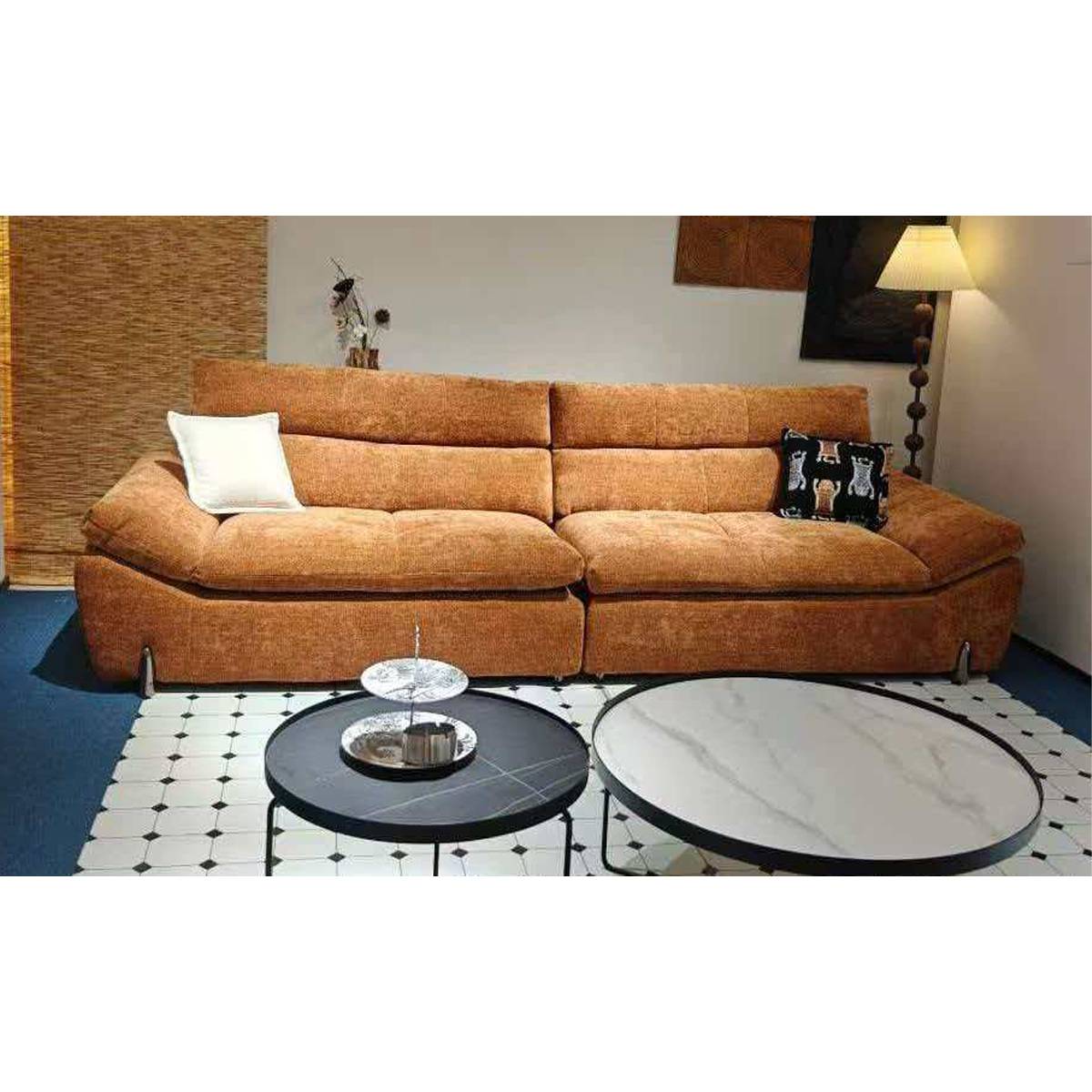 Fabric/Eco-Leather Straight Sofa (A01-1601)