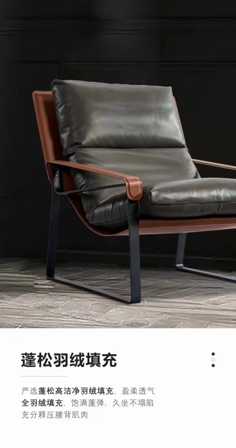 Close-up of the chair highlighting the down-filled cushions.