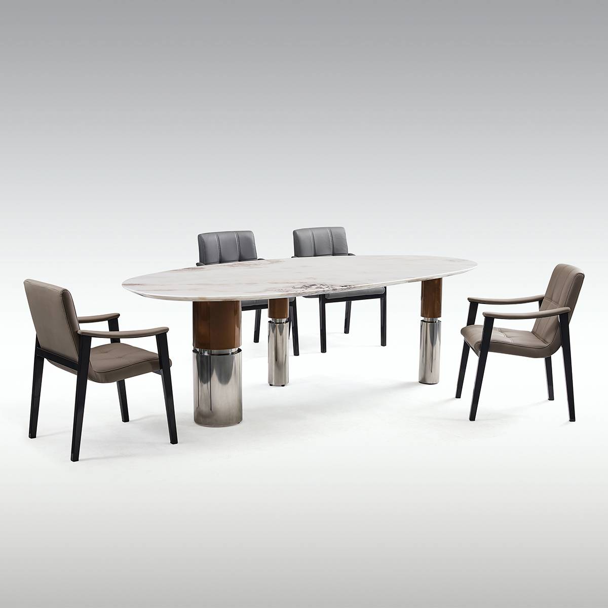 Fendi White Natural Marble Luxury Stone Dining Table (B63-B2358)