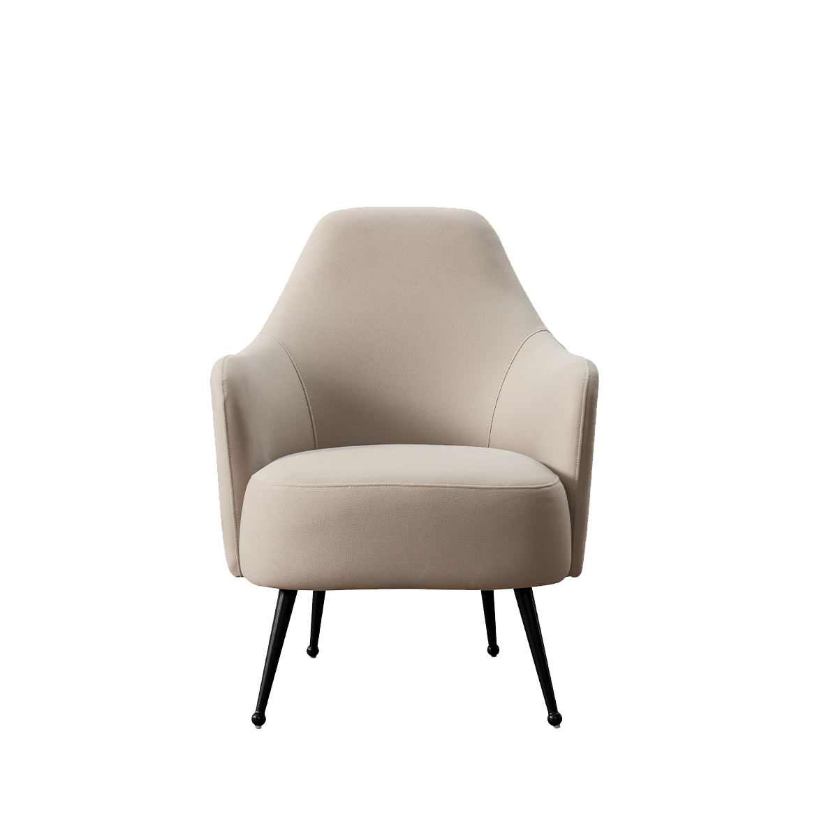 Front view of beige tech leather lounge chair