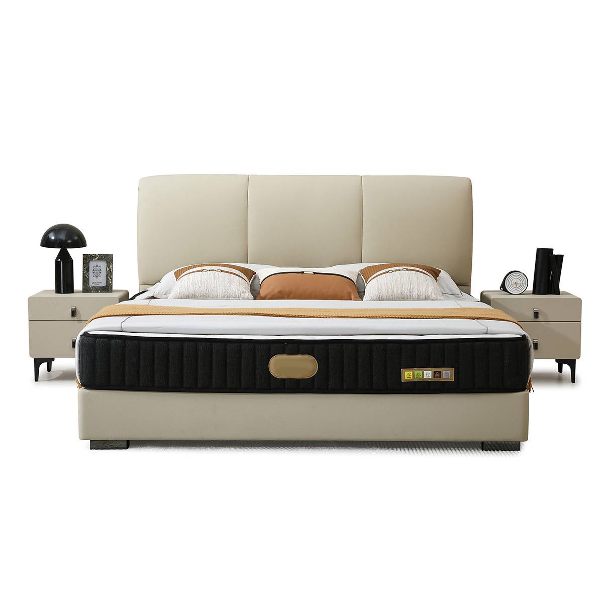 Close-up detail of the mattress side and bed frame corner