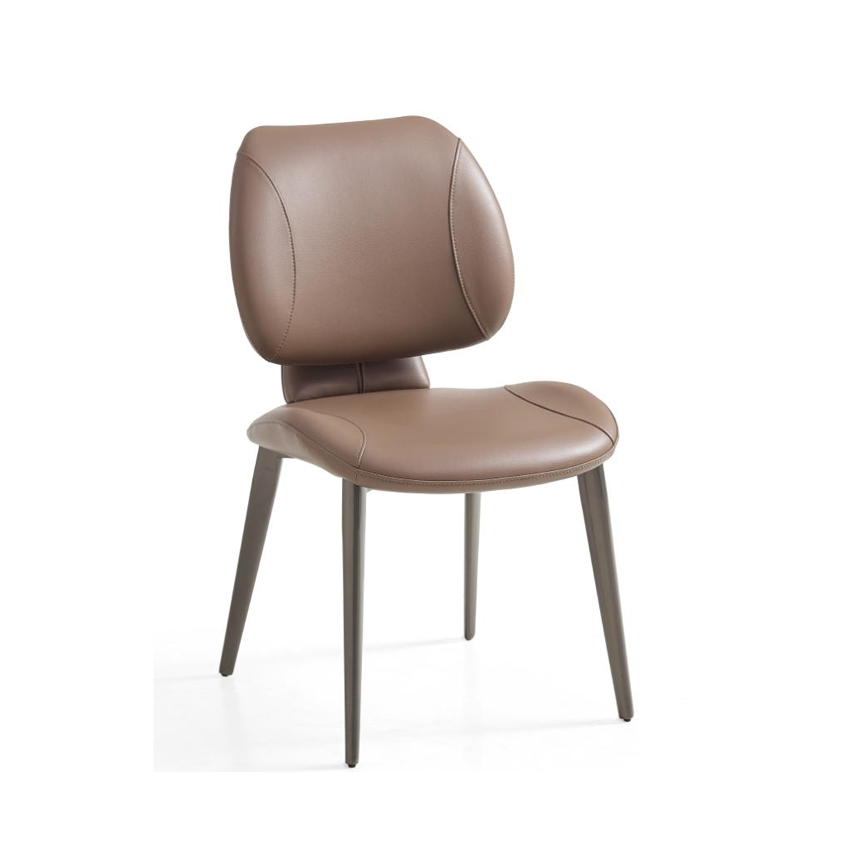 Khaki faux leather dining chair with carbon steel legs