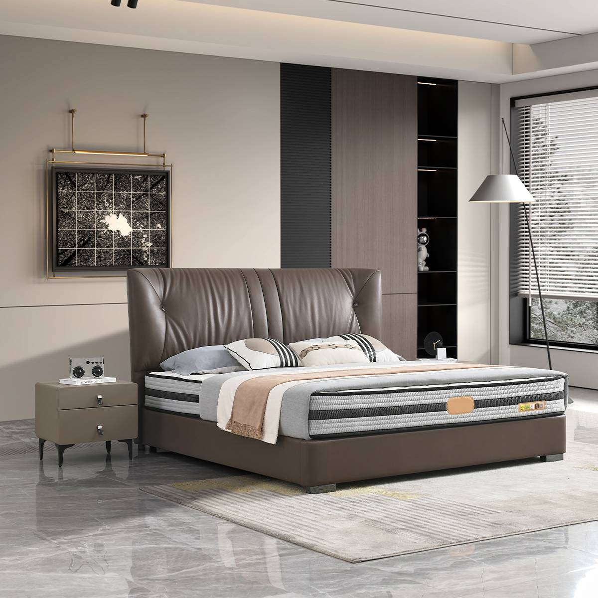 Top-Grain Leather Soft Bed (B04-A8917)