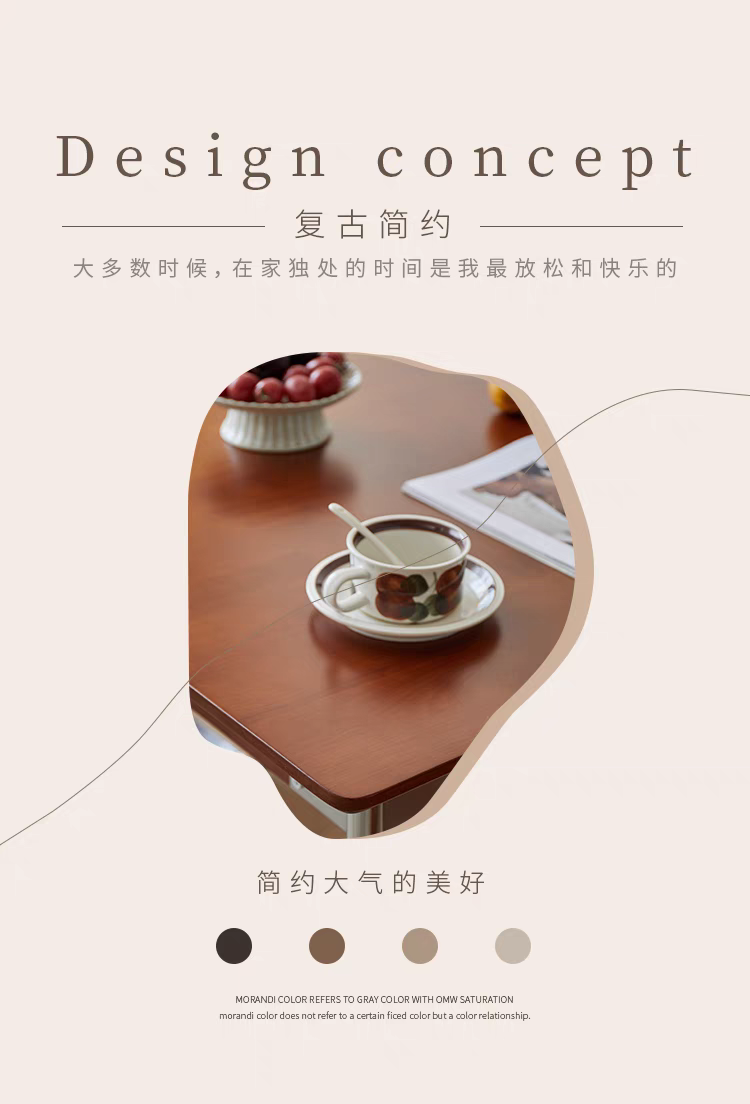 Close-up of the table surface with coffee cup and fruit