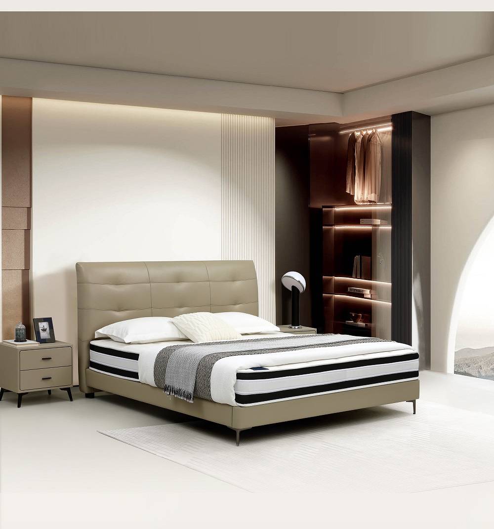 Bedroom scene featuring the bed with matching nightstand and wardrobe