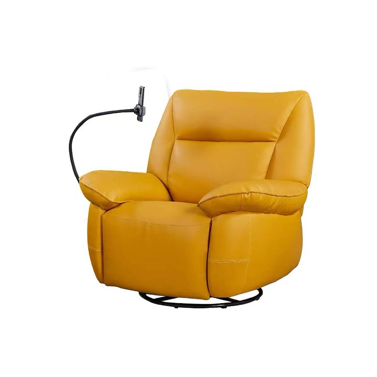 Yellow genuine leather electric recliner chair with phone holder attachment