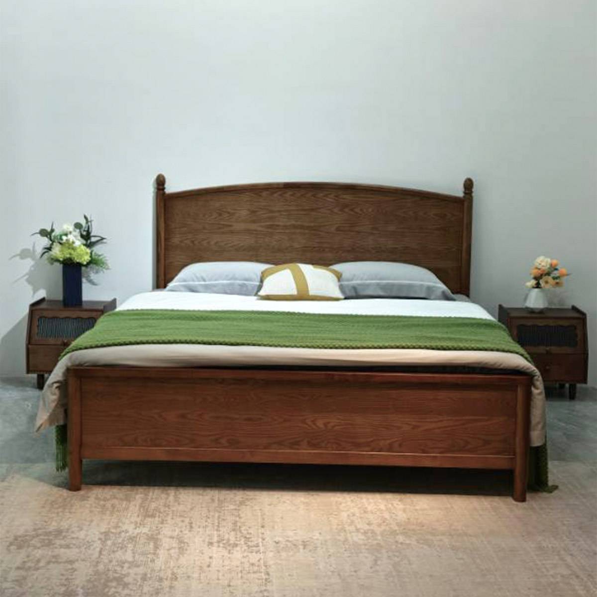 Mid-Century Solid Wood Bed (A76-306 Wood)