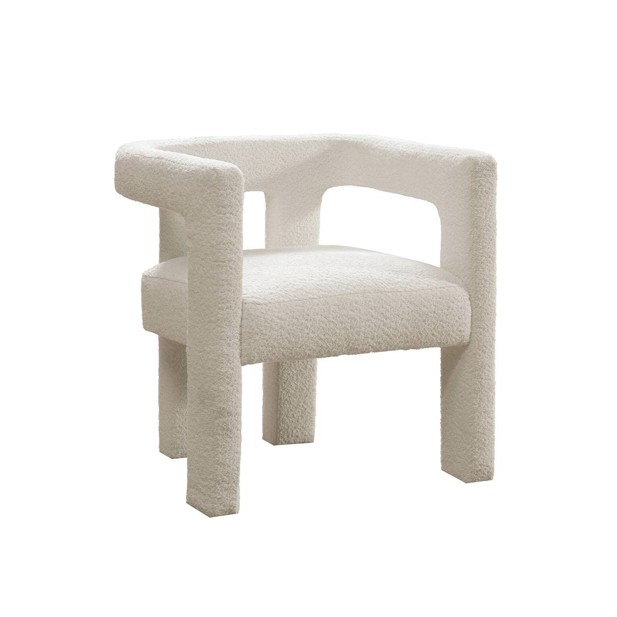 Side view of Oslo Ivory boucle accent chair